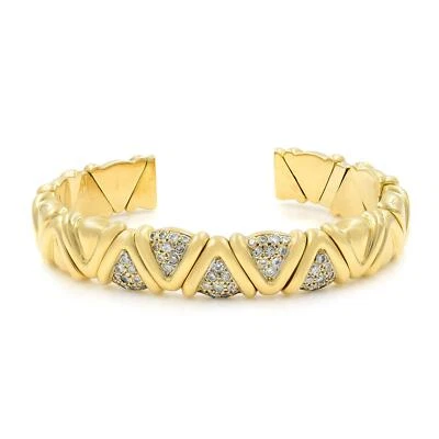 Rachel Koen Diamond Cuff Bracelet 18K Yellow Gold 1.00Cttw 7 Inches Foto 1 de 4
