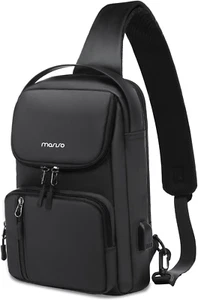 Sling Bag Crossbody Sling Backpack with USB Charging Port for Men, Small Chest D - Picture 1 of 12
