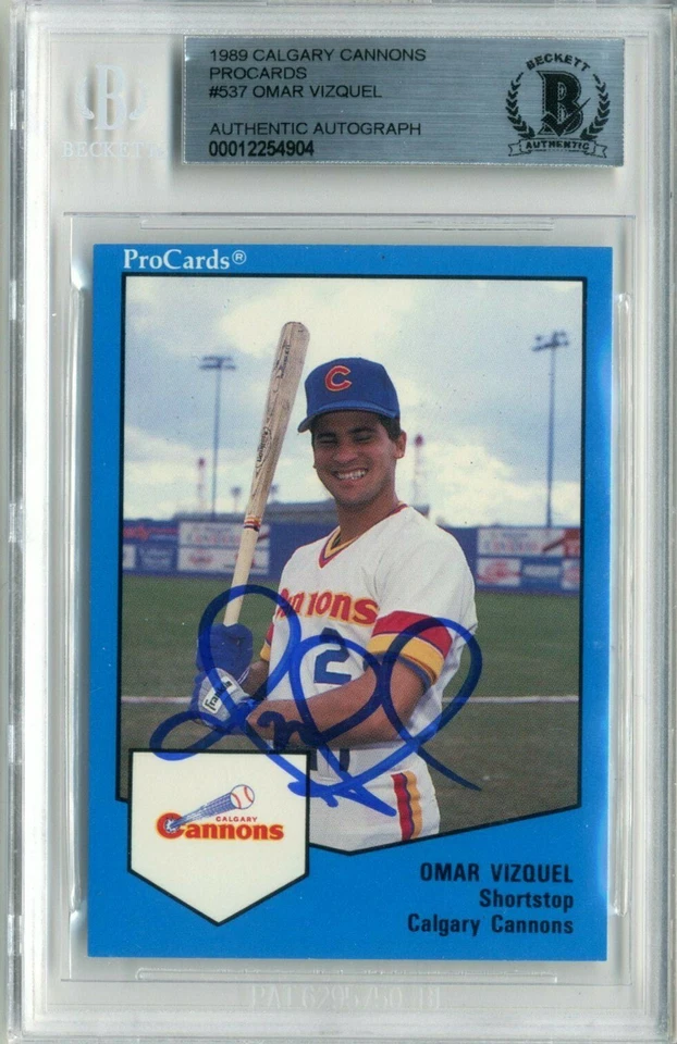 Omar Vizquel 1989 Calgary Cannons Pro Cards Autographed Signed Auto BGS HOF  - Image 1 of 2