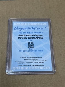 2024 Topps Signature Series Bo Nix RC Class Variation Purple Auto #RCA-BN RG - Bild 1 von 1