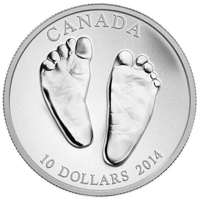 BABY FEET Welcome to the World 2014 CANADA .9999 Pure Silver $10 Coin & Gift Box - Image 1 of 3