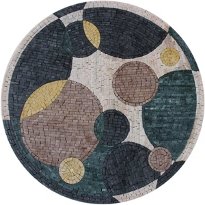 Mosaico Cerchi in Marmo Medaglione Piastrelle Casa - Foto 1 di 1