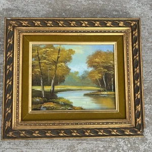 Original G Whitman signiertes Ölgemälde 8” x 10” Landschaft Vintage gerahmt 13x15 - Bild 1 von 11