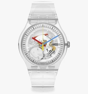 NEW Swatch Big Bold Lacquered Unisex Watch Casual Plastic Transparent Automatic - Picture 1 of 4