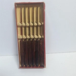Vtg 6 Hammer Brand Steak Knives Stainless Gerwood Bullnose Providence RI USA Box - Picture 1 of 12