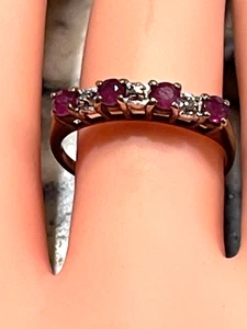 10K Yellow Gold Diamond and Ruby Ring - Picture 1 of 5