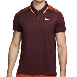 Nike Court Dri-FIT Advantage Herren Gr. L Burgundy Crush Orange Tennis Polo - Bild 1 von 7