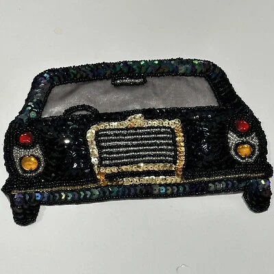 Vintage 80s Sequins Patch Benz Luxury Car Mercedes Wild Hip Hop DIY Fashion Rare - Image 1 of 4