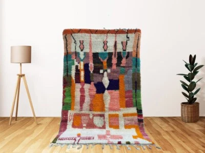 Moroccan Berber Handmade Tribal Berber Area Rug, Abstract Stunner Berber Rug - Image 1 of 4