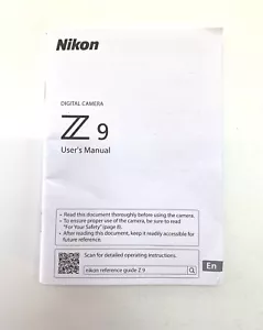 (REPRINT!) Nikon Z9 Mirrorless Camera Instruction Manual / User Guide In English - Picture 1 of 3