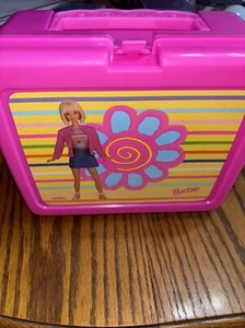 Vintage Barbie Lunch Box Thermos Kids Pink Flower Mattel 1998 - Picture 1 of 7