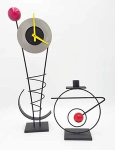 Rick Martin Abstract Modernist Pop Art Memphis Style Clock & Candleholder - Picture 1 of 9