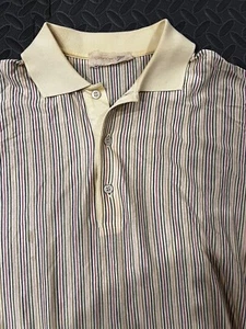 Rare Vintage Gitman Sport Polo Shirt Men's Large Striped Cream Golf Bros Italy - Picture 1 of 4