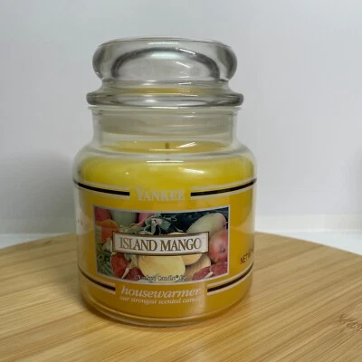 Yankee Candle Island Mango Fruit Single Wick Black Band Rare Retired 14.5 Oz - Image 1 of 4