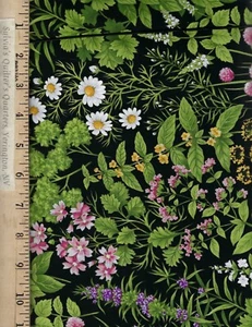 Scents and Seasonings 5293-4 Black 100% Cotton FABRIC priced by the Yard - Picture 1 of 1