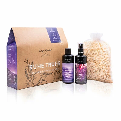 ALLGÄUQUELLE Bio Geschenk-Set Nachtruhe mit 100% Bio-Öle - Bio Lavendel Duft und Badeset