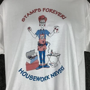 Vintage T-Shirt Fruit Of The Loom Size XXL Stamps Forever Housework Never Darby - Picture 1 of 6
