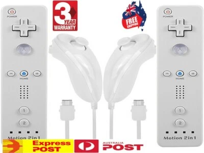 2in1 Built-in Motion Plus Remote Nunchuck Controller For Nintendo Wii Wii U 2PCS - Image 1 of 4
