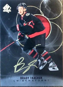 Autógrafo Brady Tkachuk 2020-21 SP auténtico negro y dorado #97 Senators - Imagen 1 de 3