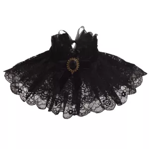 Victorian Collar Lady Black Neck Collar Gothic Punk Edwardian Lady Neck Ruff - Picture 1 of 7