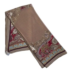 Liz Claiborne Accessories Red Brown Paisley Striped 100% Silk Square Scarf 30in - Picture 1 of 4