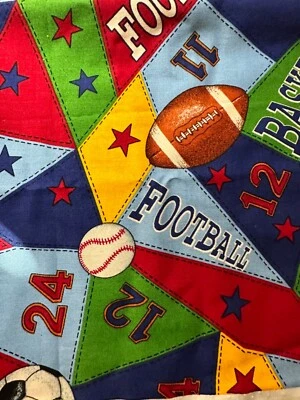FABRIC~Soccer~Football~baseball ALL STAR SPORTS 42inches by 22 inches - Image 1 of 2