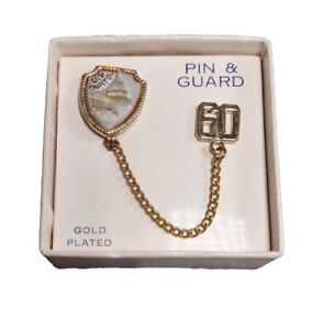 Washington DC US Capital Pin & Guard Gold PlatedTie Tack Chain Souvenir 1960
