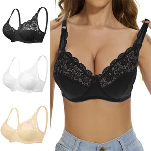 Lencería de encaje sexy para mujer sujetador push up sin alambre bralette 38-48 B C D DD - Imagen 1 de 18