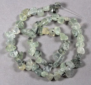 TRANSLUCENT GREEN PREHNITE W/ EPIDOTE FREEFORM NUGGET BEADS 8-17MM 16" STRAND - Picture 1 of 1
