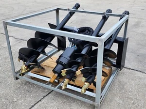Great Bear Skid Steer Auger Attachment Post Hole Digger w 3 BITS 9, 12 & 18" HEX - Picture 1 of 7