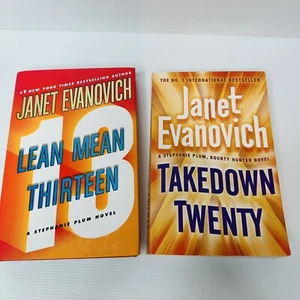 Janet Evanovich Takedown Twenty / Len Mean Thirteen 2x Stephanie plum novel Book - Picture 1 of 9