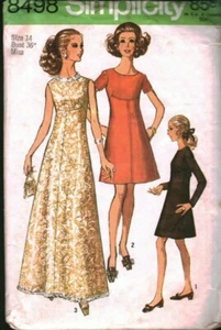 8498 Vintage Simplicity Schnittmuster Misses Abend Kleid 60er Jahre Brautjungfern OOP - Bild 1 von 2