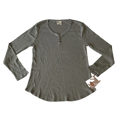 Camisa Dickies Henley para mujer talla XL gris acanalada tejida manga larga Foto 1 de 4