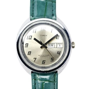 Timex Men's Automatic Vintage 39mm Arabic Numerals Teal Leather UFO non running - Picture 1 of 10