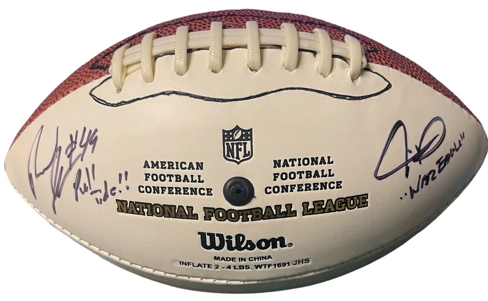 Rashad Johnson & Jerraud Powers Dual Signed Wilson Duke NFL WP Logo Mini Footbal - Image 1 of 1