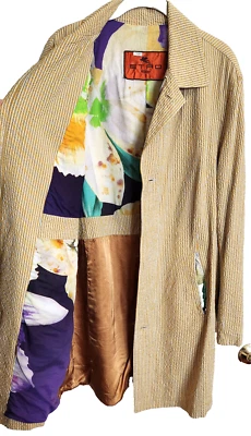 Chaqueta ETRO Milan talla 48/12 14 XL plumero gabardina corinto a rayas amarilla usada en excelente estado Foto 1 de 4