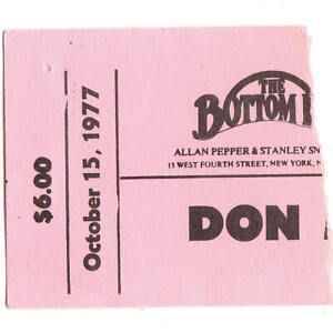 DON McLEAN Concert Ticket Stub NEW YORK NY 10/15/77 THE BOTTOM LINE AMERICAN PIE