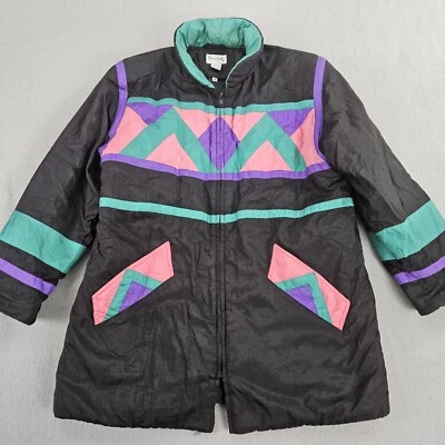 Chaqueta Estilo Parka Estampado Suroeste Azteca Bloque de Color Dani Colby Talla M De Colección Foto 1 de 4