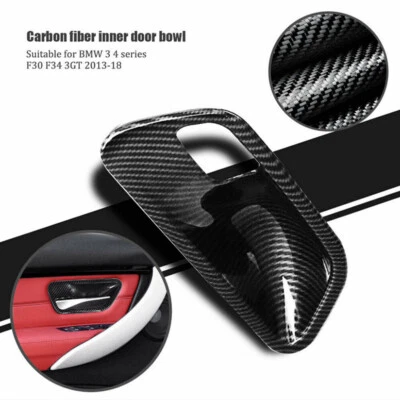 Cubierta de tazón de manija de puerta interior estilo fibra de carbono para BMW F30 F34 2013-2018 Foto 1 de 4