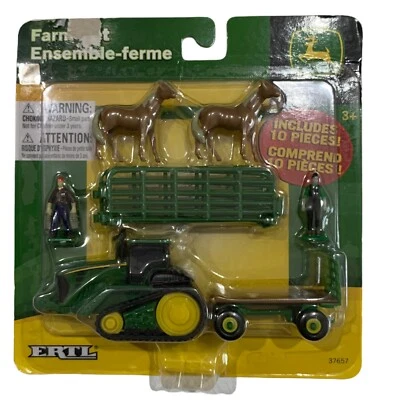 TOMY 1/64 10 Piece Farm Set John Deere Horses People Tractor Ertl - Image 1 of 4