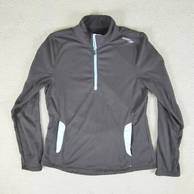 Top Saucony para mujer mediano negro poliéster 1/4 cremallera simulado cuello bolsillos ropa deportiva Foto 1 de 4