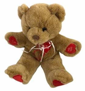 First & Main Messengers Valentines Bear 14” Plush Brown Luv Ya Be Mine Hearts - Picture 1 of 2