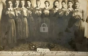Scribner Nebraska Girl Baseball Team in Uniform 1907 RPPC Photo Postcard COPY - Picture 1 of 2
