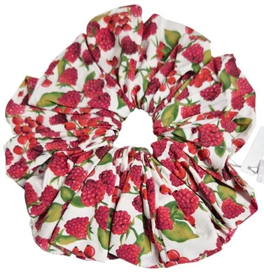 J.Crew Oversized Berry Printed Hair Scrunchie Red Multi-Color BZ264 Cotton New - Image 1 of 4
