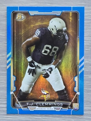 T.J. CLEMMINGS /499 BLUE FOIL PARALLEL RC 2015 BOWMAN VIKINGS - Image 1 of 2