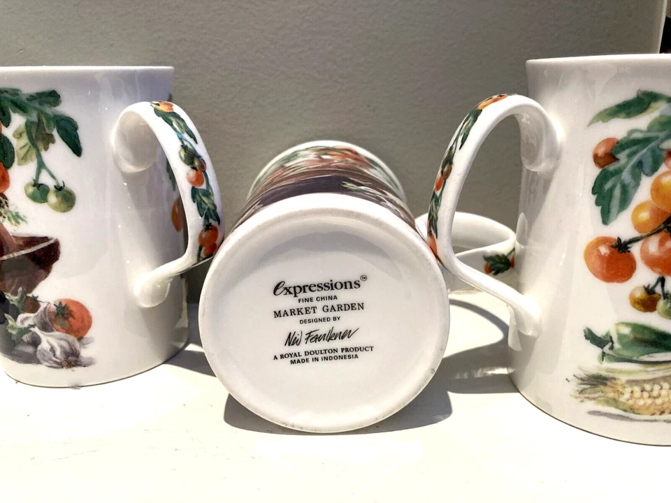 Juego de 4 tazas de té de café de China fina Royal Doulton Expressions "Market Garden" Foto 1 de 4