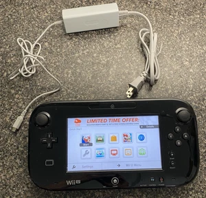 Nintendo Wii U GamePad WUP-010(USA) Black Tablet & Power Cord Only TESTED WORKS. - Picture 1 of 3