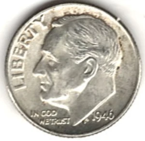 Moneda de diez centavos Roosevelt 1946 en estado sin circular ~ primer año de emisión ~ stk330 - Imagen 1 de 4