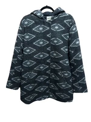 Abrigo Chaqueta con Capucha Levi's Azteca Western Gris Mezcla Lana Talla Mediana Cremallera Foto 1 de 4