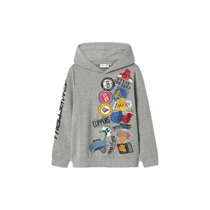 Jungen Sweater mit Kapuze Name It mjusty Nba Wh Unb Ous Grau - Bild 1 von 4